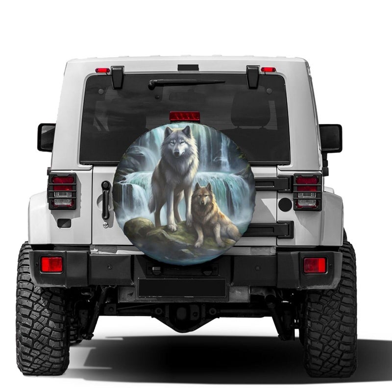 Foruidea 3D Printed Wolf Spare Tire Cover Dust-Proof Wheel Tire Cover Fit Trailer, RV, SUV and Many Vehicle 15 Inch - Image 2